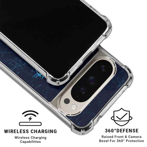 NFL Carolina Panthers Distressed Pixel 9/9 Pro Clear Case